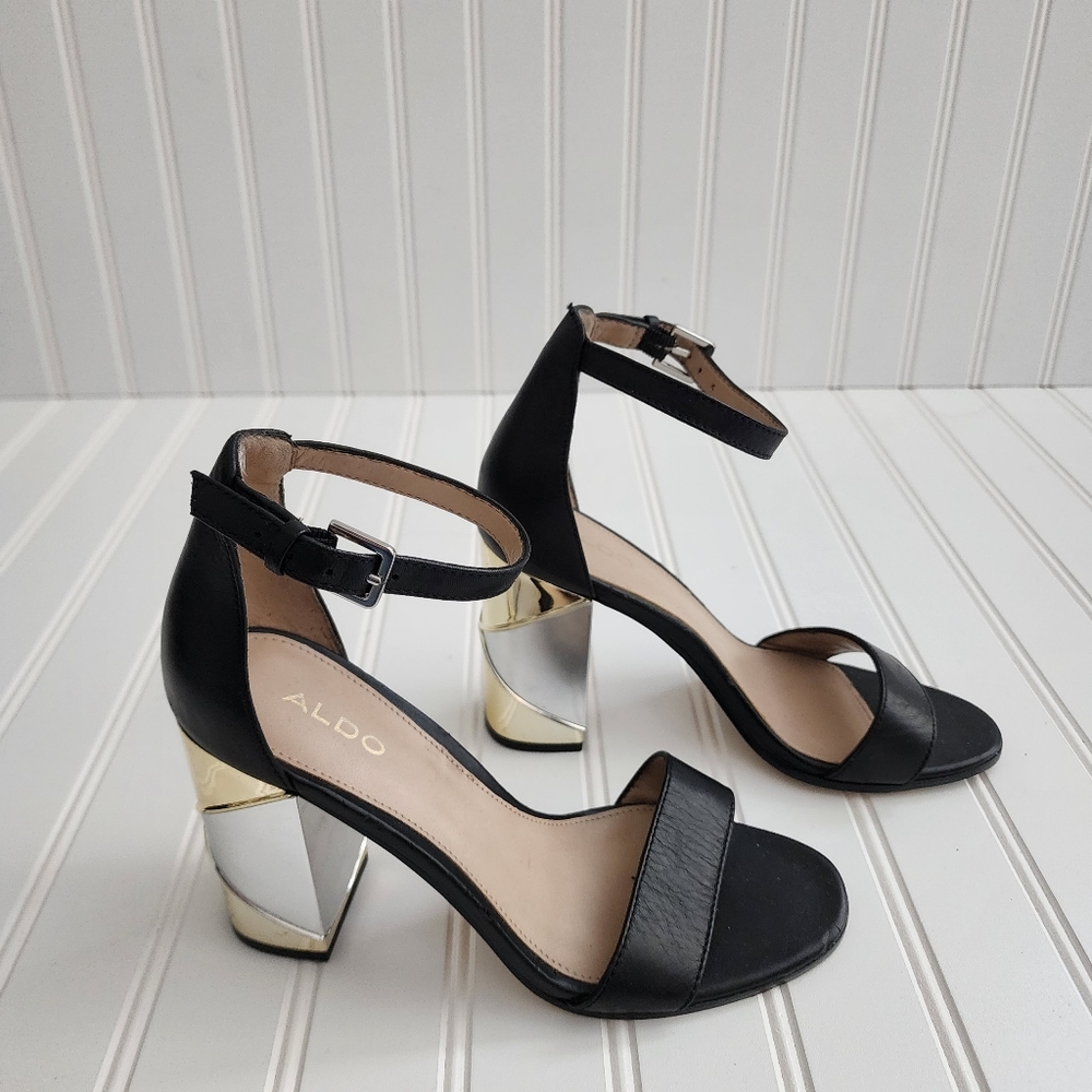 ALDO Black Metallic Heel - Size 7